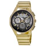 Bulova Curv Chronograph Grey Dial Yellow Gold Tone Stainless Steel Men's Watch 97A144 97A144