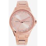Three Hand Rose Gold Tone Stainless Steel Watch