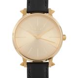 Kensington Leather 37mm Gold Tone Stainless Steel Artifact Watch A108 3148