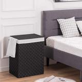 Latitude Run® Handwoven Laundry Basket Hamper w/ Removable Liner Bag & Lid,Brown Plastic in Black, Size 23.6 H x 18.0 W x 13.0 D in | Wayfair