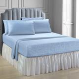 6-pc. Microfiber Bedtite™ Damask Stripe Sheet Set by BrylaneHome in Light Blue (Size KING)