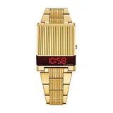 Bulova Computron Mens Digital Gold Tone Stainless Steel Bracelet Watch 97c110, One Size