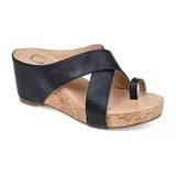 Journee Collection Womens Rayna Wedge Sandals, 6 1/2 Medium, Blue