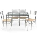 Goplus table and chair Brown Contemporary/Modern Dining Room Set with Rectangular Table (Seats 220) in Clear | HW54039