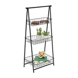 Honey-Can-Do 3-Shelf Shelf With Basket, One Size , Black
