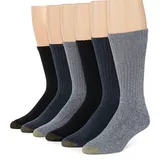 Gold Toe Mens Big and Tall 6 Pair Crew Socks, 13-15 , Blue