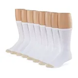Gold Toe Mens 6 + 2 Bonus Pairs Athletic Crew Socks, 10-13 , White