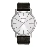 Bulova Classic Mens Black Leather Strap Watch 96b104, One Size