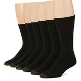 Gold Toe Mens Big and Tall 6 Pair Crew Socks, 13-15 , Black