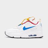 Nike Little Kids' Air Max 90 Toggle Casual Shoes in White/White Size 2.5 Leather