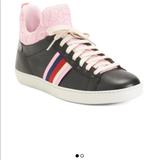 Gucci Shoes | New Ace Lace Hi--Top Sneakers | Color: Black/Pink | Size: 7.5