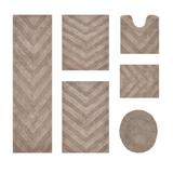 Better Trends Hugo 6 Piece Bath Rug Set 100% Cotton in Gray/Brown, Size 20.0 H x 60.0 W in | Wayfair BAHG6PCSD