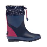 Joules Girls' Rain boots FRNAVY - Navy & Fuchsia Toggle Warm Welly Rain Boot - Girls