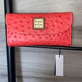 Dooney & Bourke Bags | Nwt- Dooney & Bourke Ostrich Continental Clutch Leather Wallet, Watermelon | Color: Orange/Red | Size: 7(L), 3.75(W), 1(D)