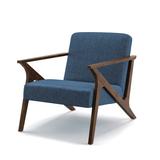 Accent Chair - Glenwillow Home 30" Wide Grove MCM Wood Frame Upholstered Accent Chair Wood/Polyester in Blue, Size 30.71 H x 29.5 W x 34.06 D in