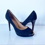 Coach Shoes | Coach Selma Black Suede Peep Toe Pumps | Color: Black | Size: 8.5