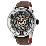 Gv2 Motorcycle Silver Dial Black Calfskin Leather Watch - White - Gevril Watches