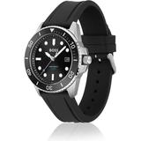 Boss Silicone Strap Watch With Black Dial Men's Watches