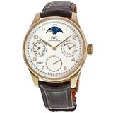 IWC Portugieser Perpetual Calendar 18kt Rose Gold Silver Dial Leather Strap Men's Watch IW503302 IW503302