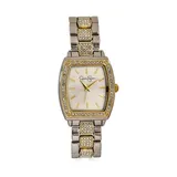 Jessica Simpson Women's Two Tone Tonneau Crystal Bracelet Watch, Gold
