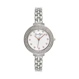 Jessica Simpson Women's Crystal Bezel Skinny Bracelet Watch, Silver