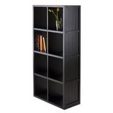Winsome Timothy 4x2 Shelf with Wainscoting Panel in Black