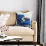 East Urban Home Chihuahua on a Armchair Square Pillow Cover & Insert Polyester/Polyfill blend in Blue/Gray/Yellow | Wayfair
