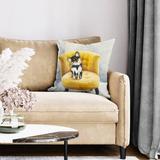 East Urban Home Long-Haired Chihuahua on a Armchair Square Pillow Cover & Insert Polyester/Polyfill blend in Gray/Yellow Wayfair