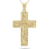 Diamond Cut Crucifixion Cross Pendant Necklace With 18 Inch Chain In 10k Gold - Yellow - Monary Necklaces