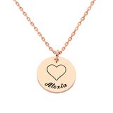 Limoges Jewelry Girls' Necklaces Rose - 14k Rose Gold-Plated Disc Engraved Personalized Name Heart Necklace