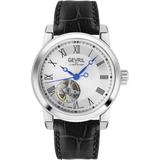 Madison Watch Dial Black Leather Strap - Metallic - Gevril Watches