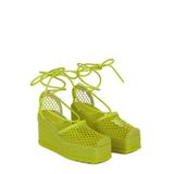 Square Toe Wedge Sandals - Green - Bottega Veneta Heels