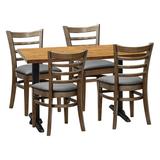 Restaurant Furniture by Barn Furniture 4-person Dining Set - Cherry Top W/Ladder Back Side Chair Wood/Upholstered Chairs in Black/Brown | Wayfair