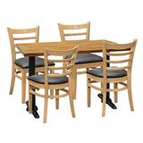 Restaurant Furniture by Barn Furniture 4-person Dining Set - Cherry Top W/Ladder Back Side Chair Wood/Upholstered Chairs in Black/Brown | Wayfair