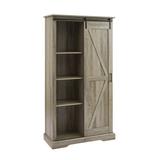 Gracie Oaks Farmhouse Standard Bookcase w/ Sliding Barn Door Wood in Gray, Size 68.11 H x 35.98 W x 15.94 D in | Wayfair