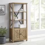 Gracie Oaks 68.11" H X 30.31" W Etagere Bookcase w/ Storage Cabinet & Shelves Wood in Brown, Size 68.11 H x 30.31 W x 14.4 D in | Wayfair