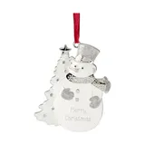 Northlight 3.5Inch White And Silver-Plated Snowman Merry Christmas Ornament With European Crystals