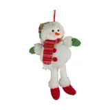 Northlight 13Inch Jolly Smiling Plush Snowman Hanging Christmas Ornament, White