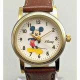 Disney Accessories | Disney Mickey Mouse Watch Women Collectible Silver Tone Dial Leather New Battery | Color: Brown/Gold | Size: 25.2 Mm