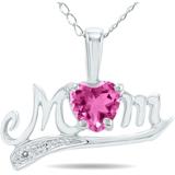 Pink Topaz And Diamond Mom Pendant 10k Gold - White - Monary Necklaces
