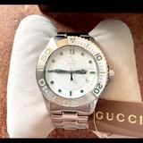 Gucci Accessories | Gucci Mens White 126 Xl 44mm Sport Silver *Discontinued* Swiss Watch Ya126232 | Color: Silver/White | Size: Os