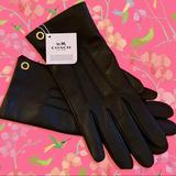 Coach Accessories | Nwt Authentic Coach 100% Sheep Leather Gloves Sz 8 | Color: Black/Gold | Size: Large
