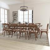 Flash Furniture Hercules 9' x 40" Rustic Folding Farm Table Set w/ 12 Cross Back Chairs & Cushions Wood in Brown/Green | Wayfair XA-FARM-16-GG