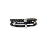 Cosmo Braided Leather Triple Wrap Bracelet In Silver/black At Nordstrom Rack