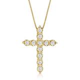 Diamond Cross Pendant Necklace In 14kt Yellow Gold