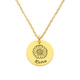 Limoges Jewelry Girls' Necklaces Gold - 14k Gold-Plated Disc Engraved Personalized Name Daisy Pendant Necklace