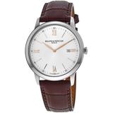 Baume & Mercier Classima Quartz Silver Dial Brown Leather Strap Men's Watch 10415 10415