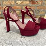 Gucci Shoes | Gucci Leila Platform Suede Sandal Burgundy | Color: Red | Size: 38