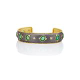 14k Gold Plated Sliced Green Agate Art Deco Cuff Bracelet In Black And Gold At Nordstrom Rack
