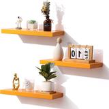 Latitude Run® Solid Wood Wall Mounted Shelves 3 Pieces Wood in Yellow, Size 1.0 H x 17.0 W x 6.7 D in | Wayfair A57F9902C4AD46D5B00F9917481C7A18